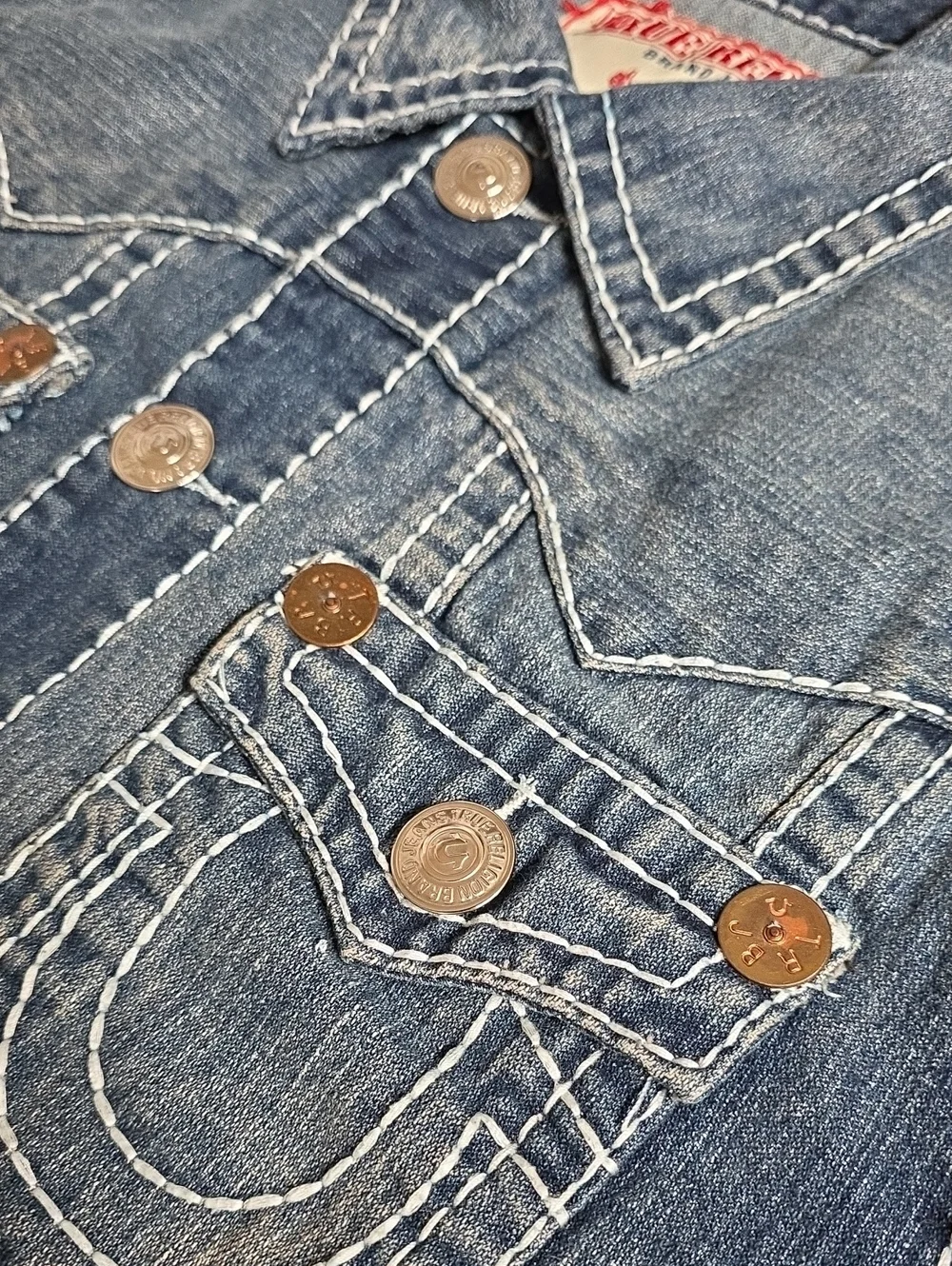 True Religion JIMMY SUPERT Indigo Blue Denim Trucker Jacket